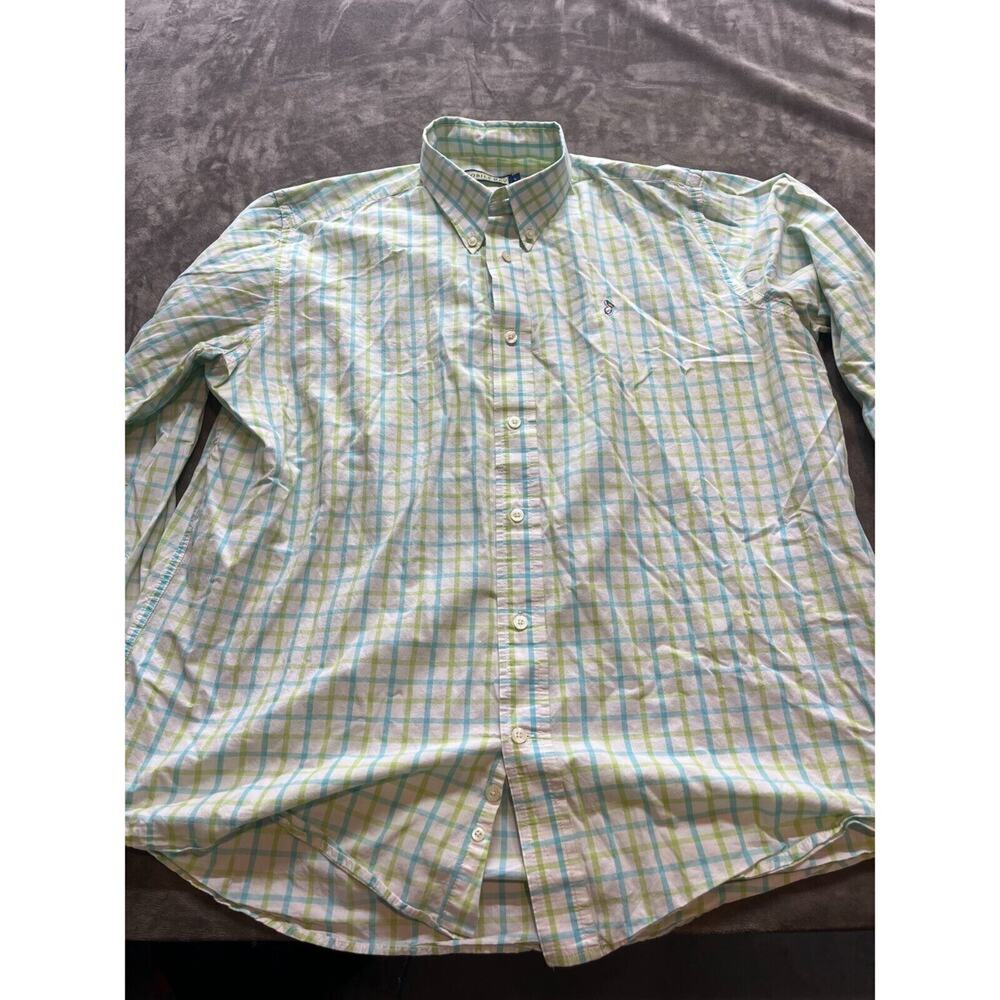 Mobile Bay Mens Long‎ Sleeve Green Plaid Button Up Shirt Size Large